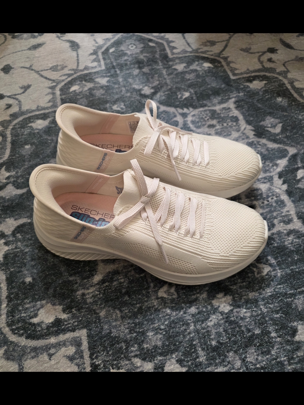 Skechers Pale Pink Knit Slip-Ins Natural Training Sneakers Size 9 - Picture 13 of 14